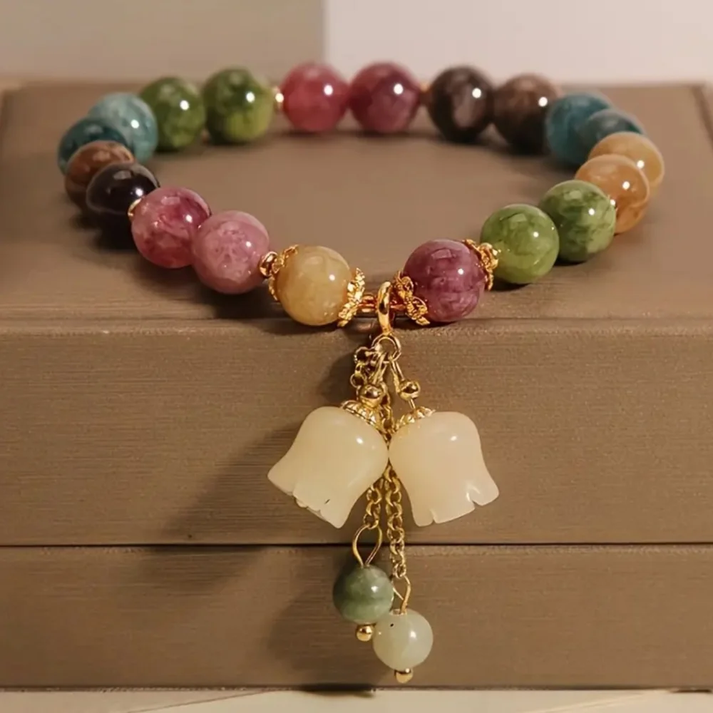 Multicolor Beaded Bracelet with Gold Accents‎